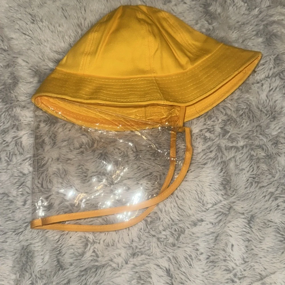 Kids Yellow Floppy Bucket Hat with Face Shield NEW!